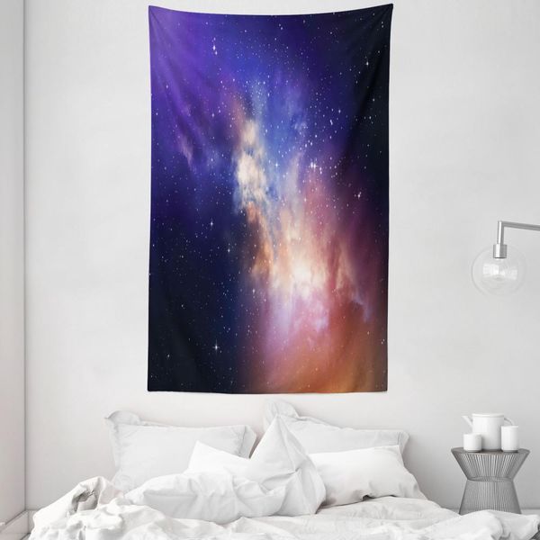 Abakuhaus Tappeto Da Parete E Copriletto, Stelle In Supernova Sky In Morbido Tessuto Microfibra Lavabile Senza Scolorimento Stampa Digitale, 140 X 230 Cm, Blu Scuro Viola-image