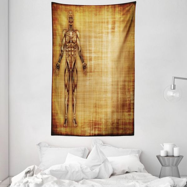 Abakuhaus Arazzo Anatomico E Copriletto, Stile Corpo Umano In Morbido Tessuto Microfibra Lavabile Senza Scolorimento, Stampa Digitale, 140 X 230 Cm, Marrone Chiaro-image