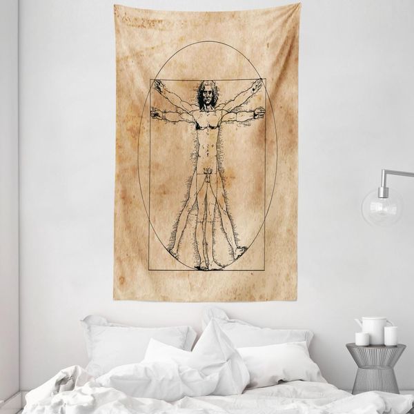 Abakuhaus Arazzo Anatomico E Copriletto, Dipinto Umano In Morbido Tessuto Microfibra Lavabile Senza Scolorimento Stampa Digitale, 140 X 230 Cm, Seppia-image