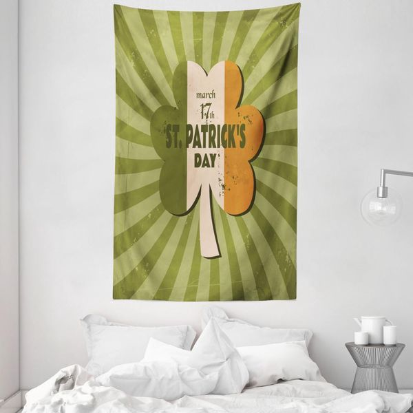 Abakuhaus Arazzo E Copriletto Festivi, St. Patrick Day In Morbido Tessuto Microfibra Lavabile Senza Scolorimento Stampa Digitale, 140 X 230 Cm, Verde Oliva-image