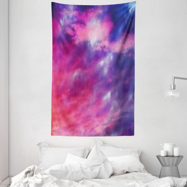 Abakuhaus Arazzo E Copriletto Paesaggistico, Tramonto Nuvoloso In Morbido Tessuto Microfibra Lavabile Senza Scolorimento Stampa Digitale, 140 X 230 Cm, Viola-image