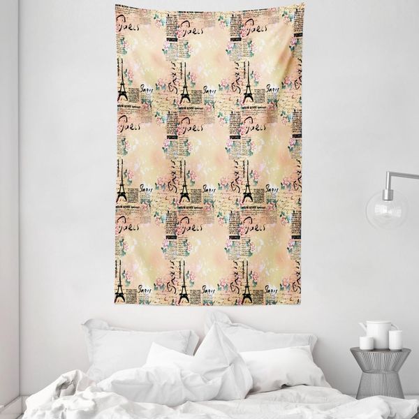 Abakuhaus Arazzo E Copriletto Rosa Pallido, Scritta In Francese In Morbido Tessuto Microfibra Lavabile Senza Scolorimento Stampa Digitale, 140 X 230 Cm, Blu Nero E Rosa Chiaro-image