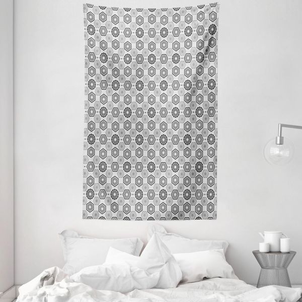 Abakuhaus Arazzo Geometrico E Copriletto, Esagoni Astratti In Morbido Tessuto Microfibra Lavabile Senza Scolorimento Stampa Digitale, 140 X 230 Cm, Grigio Grigio Chiaro-image