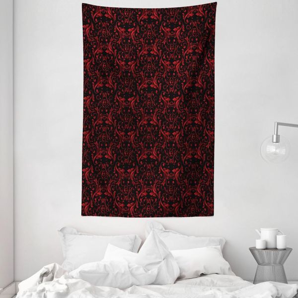 Abakuhaus Arazzo E Copriletto Vittoriano, Motivi Floreali Etnici, Morbido Tessuto In Microfibra, Lavabile Senza Scolorimento, Stampa Digitale, 140 X 230 Cm, Grigio Antracite Rubino-image