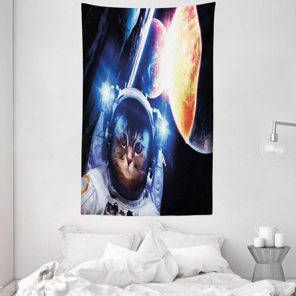 Abakuhaus Tappeto Da Parete E Copriletto Raum-Katze, Supernova Di Eclipse In Morbido Tessuto Microfibra Lavabile Senza Scolorimento, Stampa Digitale, 140 X 230 Cm, Blu Scuro Arancione-image