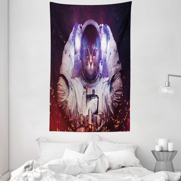 Abakuhaus Tappeto Da Parete E Copriletto Raum-Katze, Nebula Galaxy Cosmos In Morbido Tessuto Microfibra Lavabile Senza Scolorimento Stampa Digitale, 140 X 230 Cm, Blu Scuro Viola-image