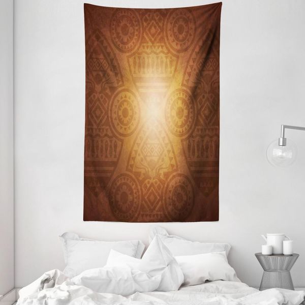 Abakuhaus Tappeto Da Parete E Copriletto Marroni, Animali Artistici E Fiori In Morbido Tessuto Microfibra Lavabile Senza Scolorimento, Stampa Digitale, 140 X 230 Cm, Marrone, Beige, Giallo-image