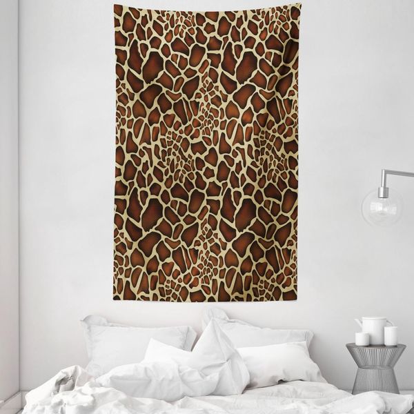 Abakuhaus Zambia Arazzo E Copriletto, Motivo Giraffa In Morbido Tessuto Microfibra Lavabile Senza Scolorimento Stampa Digitale, 140 X 230 Cm, Redwood Giallo Pallido-image