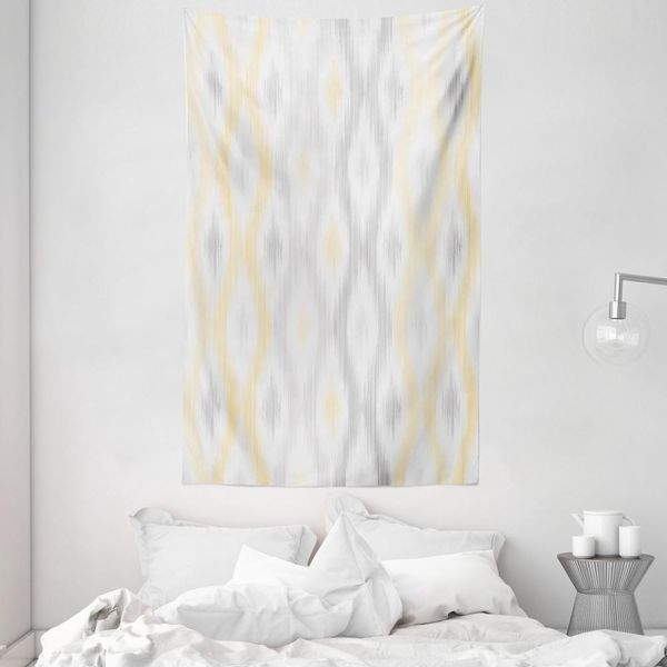 Abakuhaus Arazzo E Copriletto, Collana Astratta In Morbido Tessuto In Microfibra Lavabile Senza Scolorimento, Stampa Digitale, 140 X 230 Cm, Grigio Chiaro E Giallo-image
