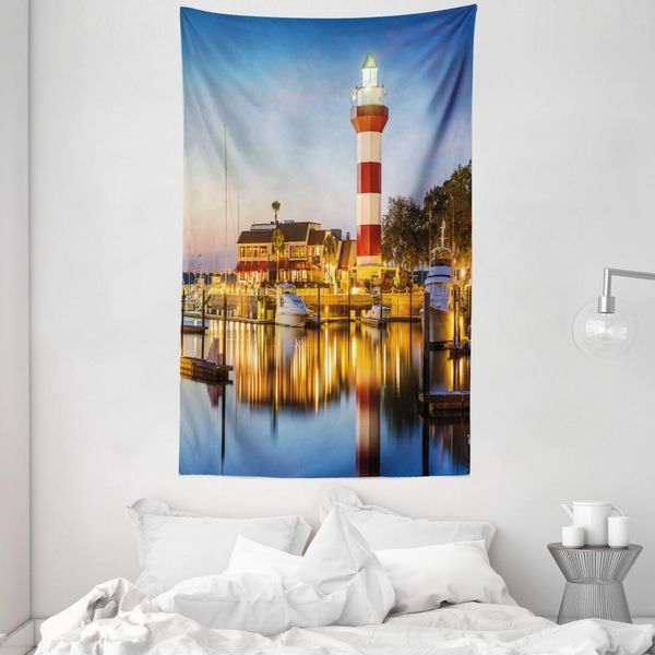 Abakuhaus Stati Uniti Arazzo E Copriletto, Hilton Head Boote In Morbido Tessuto Microfibra Lavabile Senza Scolorimento Stampa Digitale, 140 X 230 Cm, Multicolore-image
