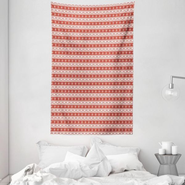 Abakuhaus Tappeto Natalizio E Copriletto, Stile Scandinavo In Morbido Tessuto Microfibra Lavabile Senza Scolorimento Stampa Digitale, 140 X 230 Cm, Bianco Rosso-image