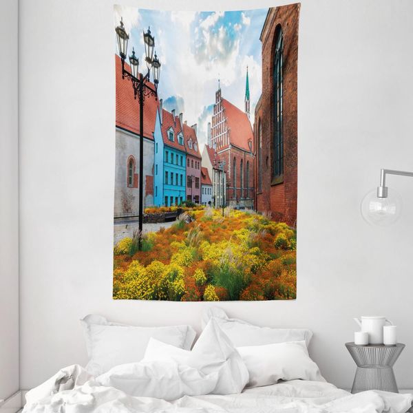 Abakuhaus Arazzo Vittoriano E Copriletto, Old City Riga Lettonia In Morbido Tessuto Microfibra Lavabile Senza Scolorimento Stampa Digitale, 140 X 230 Cm, Multicolore-image