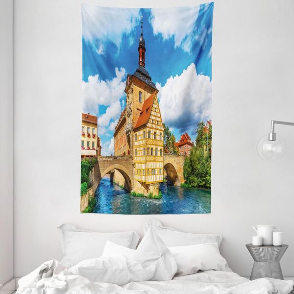 Abakuhaus Tappeto Da Viaggio E Copriletto, Municipio Tedesco In Morbido Tessuto Microfibra Lavabile Senza Scolorimento Stampa Digitale, 140 X 230 Cm, Multicolore-image