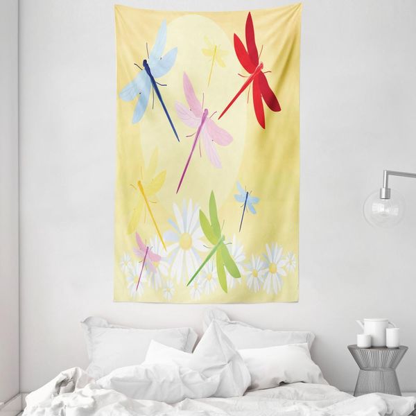 Abakuhaus Arazzo E Copriletto Libelle, Campo Fiorito E Sole In Morbido Tessuto Microfibra Lavabile Senza Scolorimento Stampa Digitale, 140 X 230 Cm, Multicolore-image