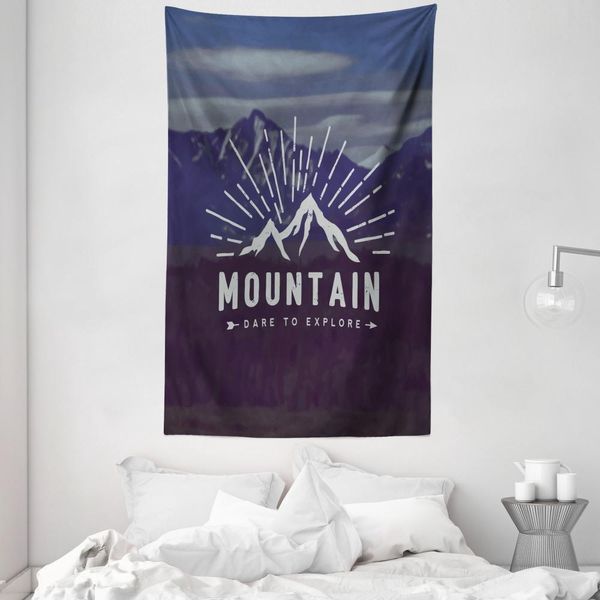 Abakuhaus Arazzo E Copriletto Adventure, Dare Words To Explore In Morbido Tessuto Microfibra Lavabile Senza Scolorimento Stampa Digitale, 140 X 230 Cm, Indaco-image