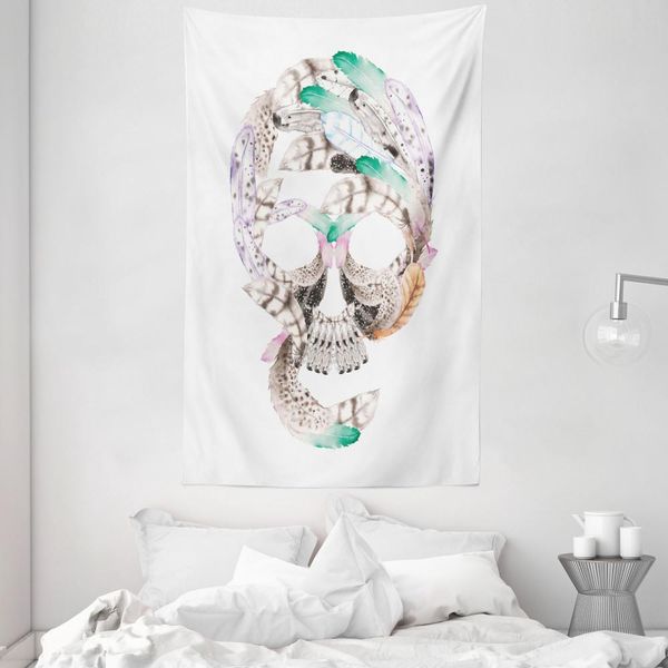 Abakuhaus Arazzo E Copriletto, Teschio Umano In Morbido Tessuto Microfibra Lavabile Senza Scolorimento, Stampa Digitale, 140 X 230 Cm, Multicolore-image