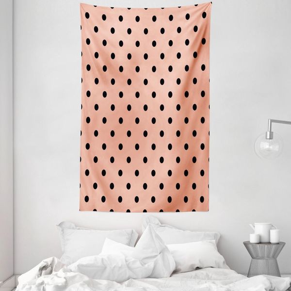 Abakuhaus Arazzo E Copriletto Peach, Design Europeo Astratto In Morbido Tessuto Microfibra Lavabile Senza Scolorimento, Stampa Digitale, 140 X 230 Cm, Peach Nero-image