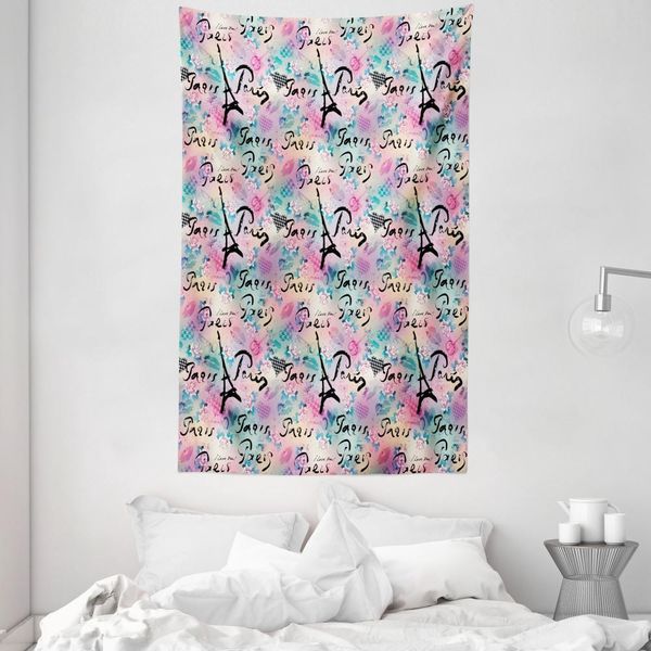 Abakuhaus Paris Arazzo E Copriletto, Fiori Rosa Romantici In Morbido Tessuto Microfibra Lavabile Senza Scolorimento, Stampa Digitale, 140 X 230 Cm, Verde Mare Pallido-image