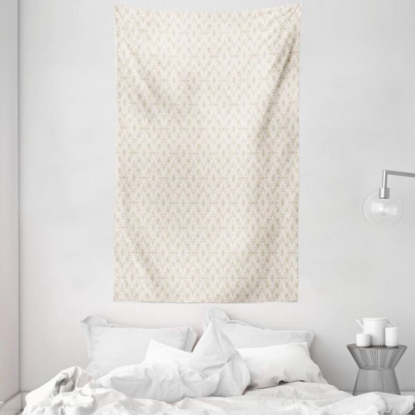Abakuhaus Arazzo E Copriletto In Damasco, Stile Classico Retrò Naturale, In Morbido Tessuto Microfibra Lavabile Senza Scolorimento, Stampa Digitale, 140 X 230 Cm, Color Crema Tan-image