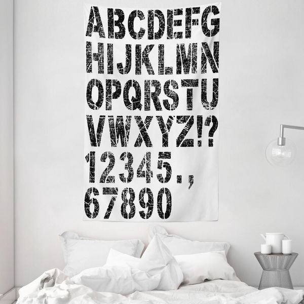 Abakuhaus Tappeto Da Parete E Copriletto, Effetto Grunge Graffiato, Morbido Tessuto In Microfibra, Lavabile Senza Scolorimento, Stampa Digitale, 140 X 230 Cm, Bianco E Nero-image