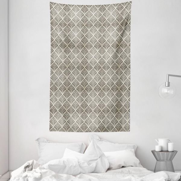 Abakuhaus Arazzo E Copriletto In Damasco, Motivo A Spirale In Morbido Tessuto Microfibra Lavabile Senza Scolorimento Stampa Digitale, 140 X 230 Cm, Nero Crema-image