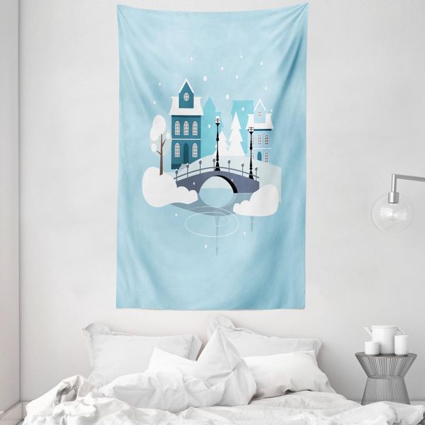 Abakuhaus Arazzo E Copriletto, Stagione Invernale Composizione: Morbido Tessuto In Microfibra Lavabile Senza Scolorimento Stampa Digitale, 140 X 230 Cm, Azzurro Grigio Bianco-image