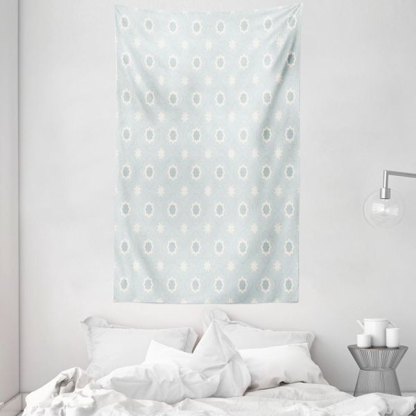Abakuhaus Quatrefoil Arazzo E Copriletto, Marocchino In Morbido Tessuto Microfibra Lavabile Senza Scolorimento Stampa Digitale, 140 X 230 Cm, Azzurro Bianco-image