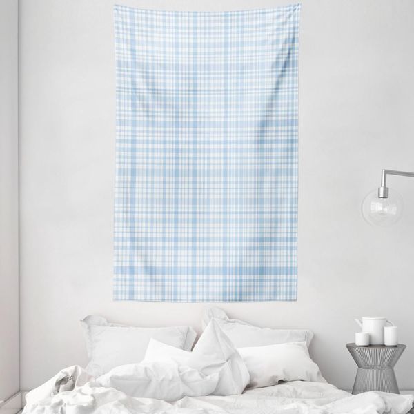 Abakuhaus Arazzo E Copriletto Seafoam, Motivo Tradizionale A Quadri In Morbido Tessuto Microfibra Lavabile Senza Scolorimento, Stampa Digitale, 140 X 230 Cm, Azzurro E Bianco-image