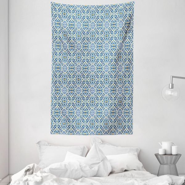 Abakuhaus Arazzo Etnico E Copriletto, Stile Floreale Retrò Portoghese In Morbido Tessuto Microfibra Lavabile Senza Scolorimento, Stampa Digitale, 140 X 230 Cm, Multicolore-image
