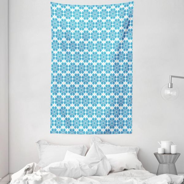 Abakuhaus Arazzo Etnico E Copriletto, Motivi Floreali Polacchi In Morbido Tessuto Microfibra Lavabile Senza Scolorimento Stampa Digitale, 140 X 230 Cm, Blu E Blu Scuro-image