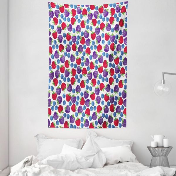 Abakuhaus Arazzo Colorato E Copriletto, Motivo Frutta Selvatica In Morbido Tessuto Microfibra Lavabile Senza Scolorimento Stampa Digitale, 140 X 230 Cm, Multicolore-image