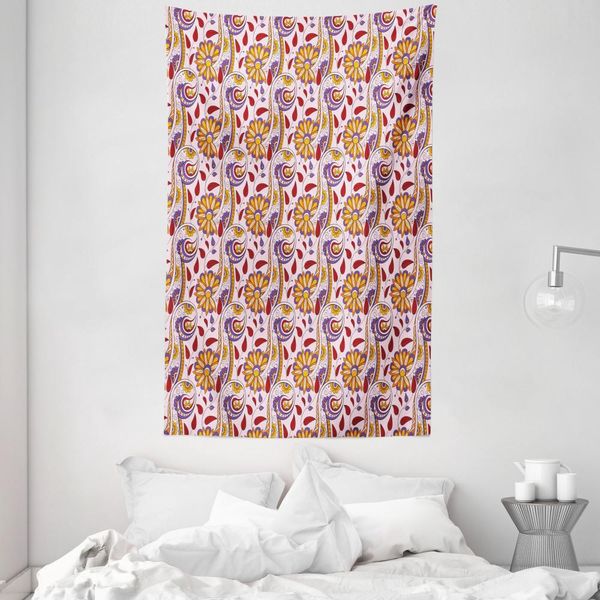 Abakuhaus Arazzo Etnico E Copriletto, Persian Paisley Floral In Morbido Tessuto Microfibra Lavabile Senza Scolorimento Stampa Digitale, 140 X 230 Cm, Multicolore-image