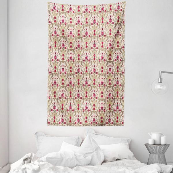 Abakuhaus Arazzo E Copriletto In Damasco, Fiori Classici Vintage In Morbido Tessuto Microfibra Lavabile Senza Scolorimento, Stampa Digitale, 140 X 230 Cm, Multicolore-image