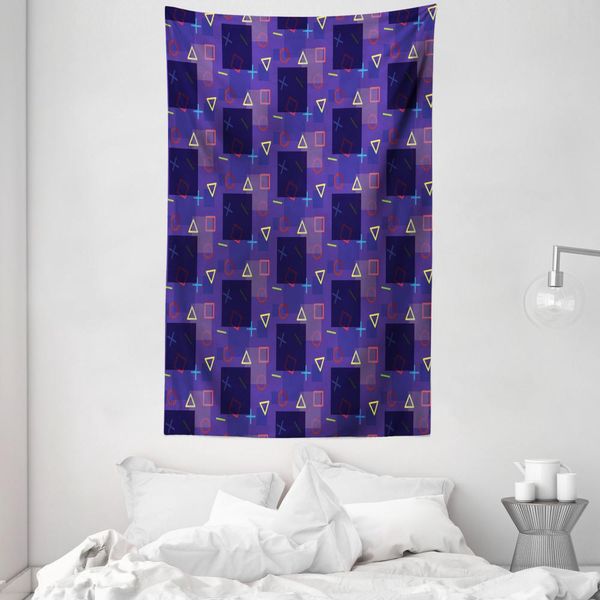 Abakuhaus Hipster Arazzo E Copriletto, Memphis Matematica In Morbido Tessuto Microfibra Lavabile Senza Scolorimento Stampa Digitale, 140 X 230 Cm, Multicolore-image