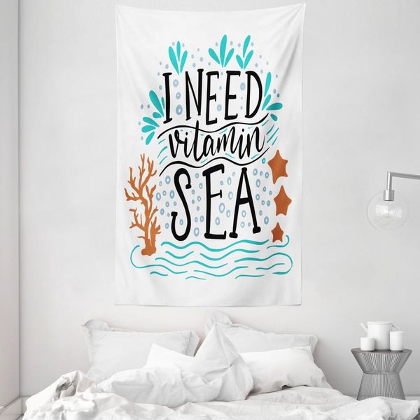 Abakuhaus Arazzo E Copriletto Meer, Parole Ispiratrici Arte Su Morbido Tessuto In Microfibra Lavabile Senza Scolorimento Stampa Digitale, 140 X 230 Cm, Multicolore-image
