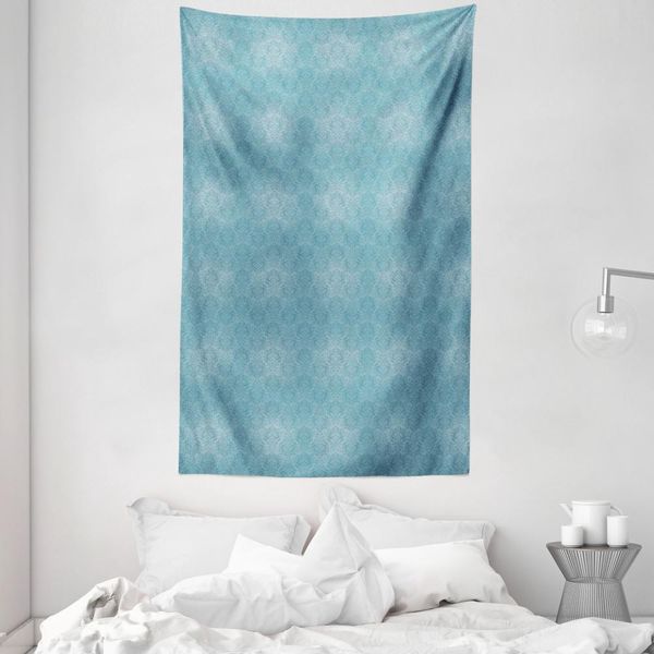 Abakuhaus Arazzo E Copriletto Vintage Blue, Damasco Sintetico In Morbido Tessuto Microfibra Lavabile Senza Scolorimento, Stampa Digitale, 140 X 230 Cm, Blu-Grigio-image