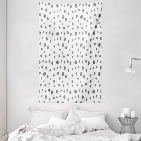 Abakuhaus Arazzo E Copriletto Grigio E Bianco, Doodle Dots In Morbido Tessuto Microfibra Lavabile Senza Scolorimento Stampa Digitale, 140 X 230 Cm, Grigio E Bianco-image