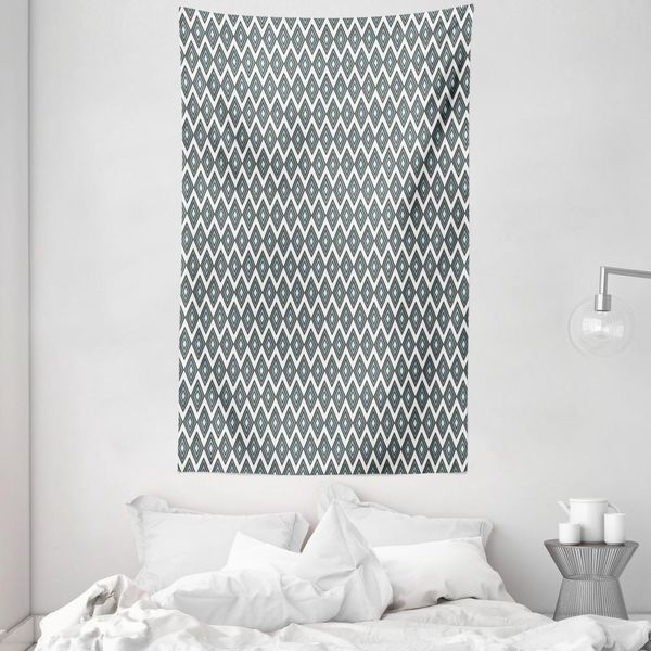 Abakuhaus Tappeto Da Parete E Copriletto Grigio Blu, Rombi Bullseye In Morbido Tessuto Microfibra Lavabile Senza Scolorimento, Stampa Digitale, 140 X 230 Cm, Azzurro E Grigio-image