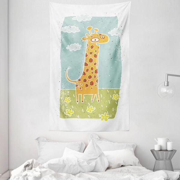 Abakuhaus Giraffa Arazzo E Copriletto, Childish Kids Animal In Morbido Tessuto Microfibra Lavabile Senza Scolorimento Stampa Digitale, 140 X 230 Cm, Multicolore-image
