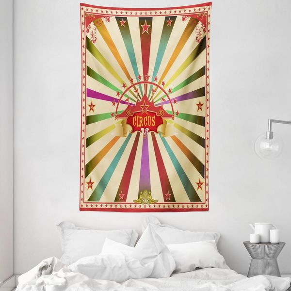 Abakuhaus Arazzo E Copriletto Circus, Invito Alla Vendemmia Tenda In Morbido Tessuto Microfibra Lavabile Senza Scolorimento Stampa Digitale, 140 X 230 Cm, Multicolore-image