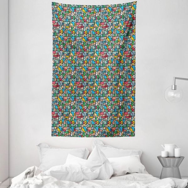 Abakuhaus Arazzo Colorato E Copriletto, Città Brasiliana Favela In Morbido Tessuto Microfibra Lavabile Senza Scolorimento Stampa Digitale, 140 X 230 Cm, Multicolore-image