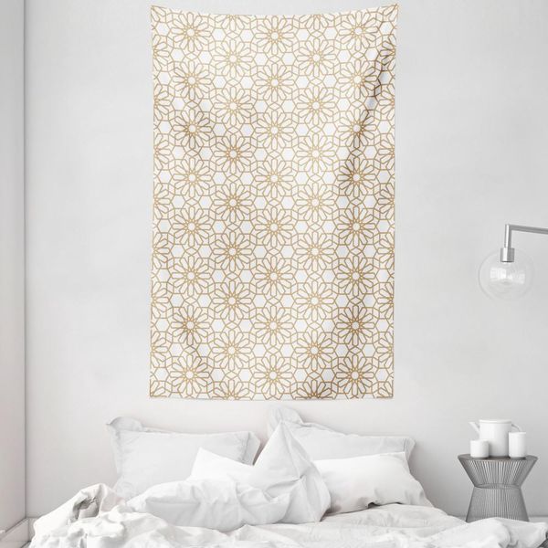 Abakuhaus Arazzo Geometrico E Copriletto, Realizzato In Morbido Tessuto In Microfibra Lavabile Senza Scolorimento, Stampa Digitale, 140 X 230 Cm, Color Cacao E Bianco.-image