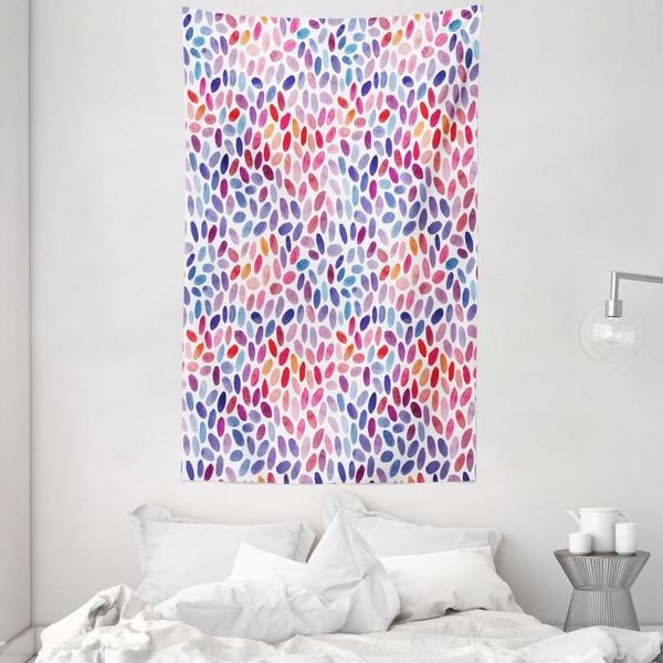Abakuhaus Arazzo Colorato E Copriletto, Stile Brush Stroke In Morbido Tessuto Microfibra Lavabile Senza Scolorimento Stampa Digitale, 140 X 230 Cm, Multicolore-image