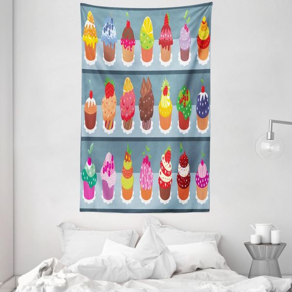 Abakuhaus Arazzo E Copriletto Dessert, Muffin Multistrato In Morbido Tessuto Microfibra Lavabile Senza Scolorimento Stampa Digitale, 140 X 230 Cm, Multicolore-image