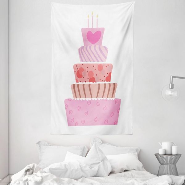 Abakuhaus Arazzo E Copriletto, Disegno Wedding Cake In Morbido Tessuto Microfibra Lavabile Senza Scolorimento, Stampa Digitale, 140 X 230 Cm, Rosa E Rosa Corallo-image