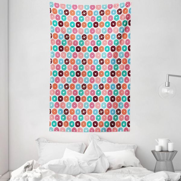 Abakuhaus Arazzo E Copriletto Circles, Donut Macaron Dessert In Morbido Tessuto Microfibra Lavabile Senza Scolorimento Stampa Digitale, 140 X 230 Cm, Multicolore-image