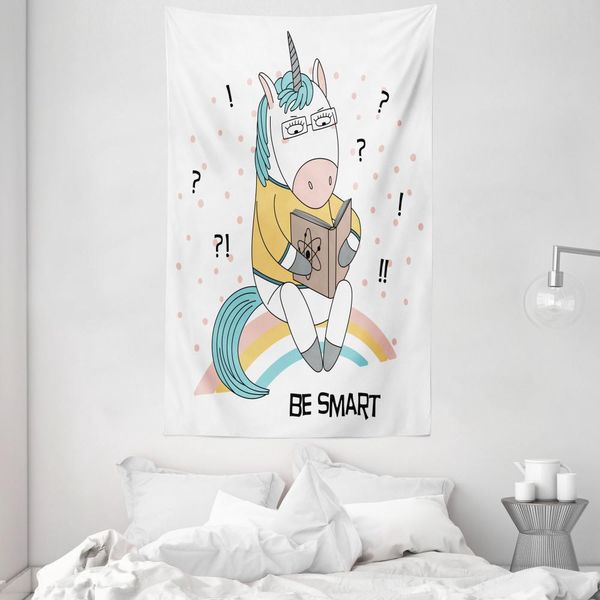 Abakuhaus Arazzo E Copriletto Geek, Unicorno Arcobaleno Fisica In Morbido Tessuto Microfibra Lavabile Senza Scolorimento Stampa Digitale, 140 X 230 Cm, Multicolore-image