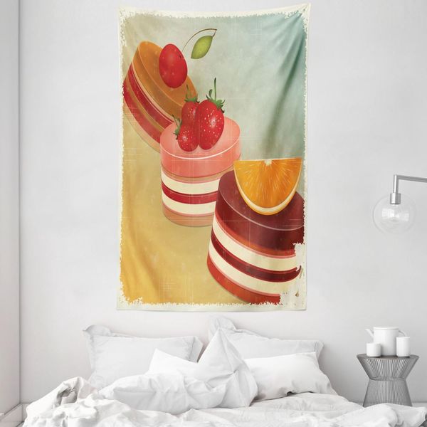 Abakuhaus Arazzo E Copriletto Dessert, Gruncy Framed Cakes In Morbido Tessuto Microfibra Lavabile Senza Scolorimento Stampa Digitale, 140 X 230 Cm, Multicolore-image