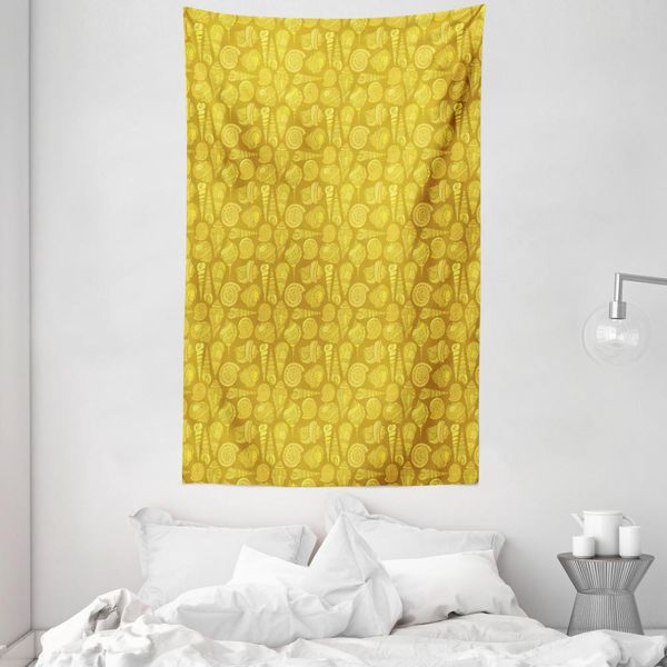 Abakuhaus Shells Arazzo E Copriletto, Decorativi In Morbido Tessuto Microfibra Lavabile Senza Scolorimento Stampa Digitale, 140 X 230 Cm, Marrone Giallo Senape-image