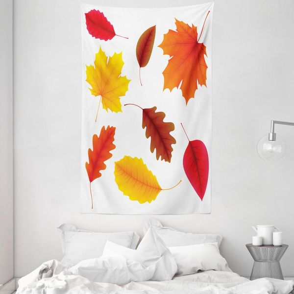 Abakuhaus Tappezzeria E Copriletto Con Foglie, Fogliame Autunnale Flora In Morbido Tessuto Microfibra Lavabile Senza Scolorimento Stampa Digitale, 140 X 230 Cm, Multicolore-image